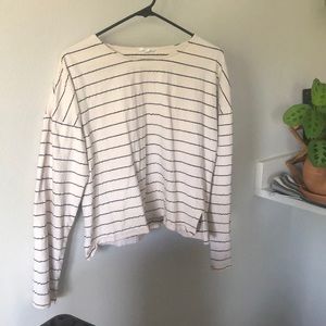 Oversized long sleeved striped top